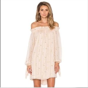 Wayf Off Shoulder Pink Bouquet Floral Mini Dress Size XS